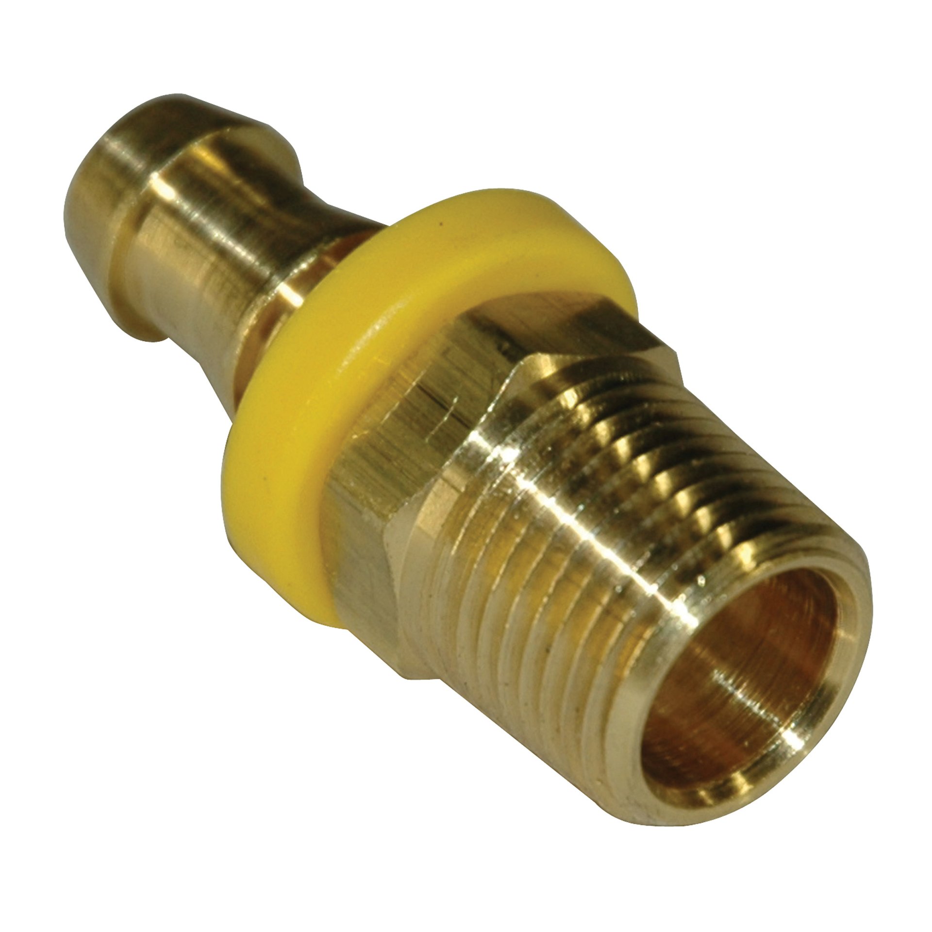 Hose Barb, 3/8" Inside Diameter Push-On, 3/8" Male NPT, Brass - Image 1