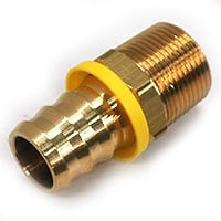 Hose Barb, 1″ Inside Diameter Push-On, 1″ Male NPT, Straight, Brass.
