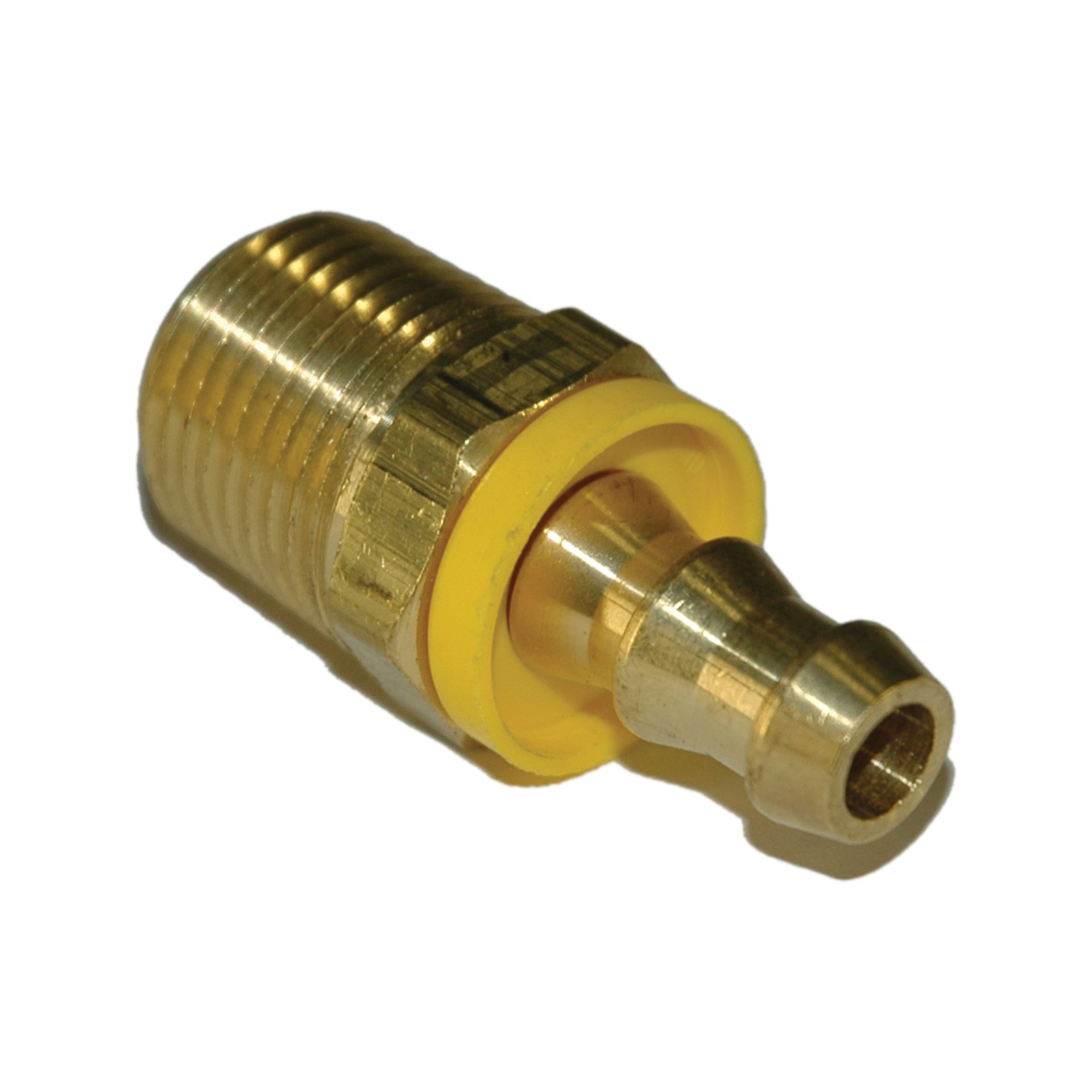 Hose Barb, 3/8" Inside Diameter Push-On, 1/2" Male NPT, Brass - Image 1