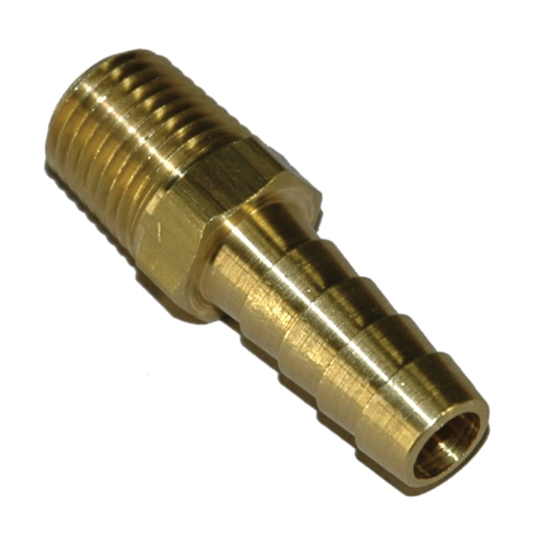 Hose Barb, 3/8″ Inside Diameter Hose, 1/4″ Male NPT, Straight, Brass