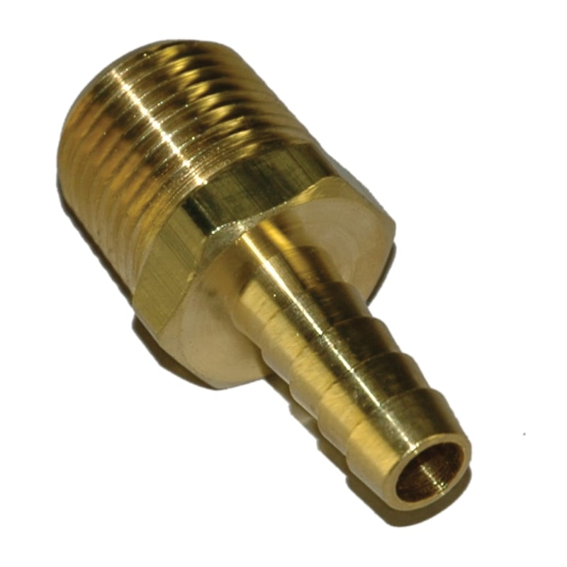 Hose Barb, 3/8" Inside Diameter Hose, 1/2" Male NPT, Straight, Brass