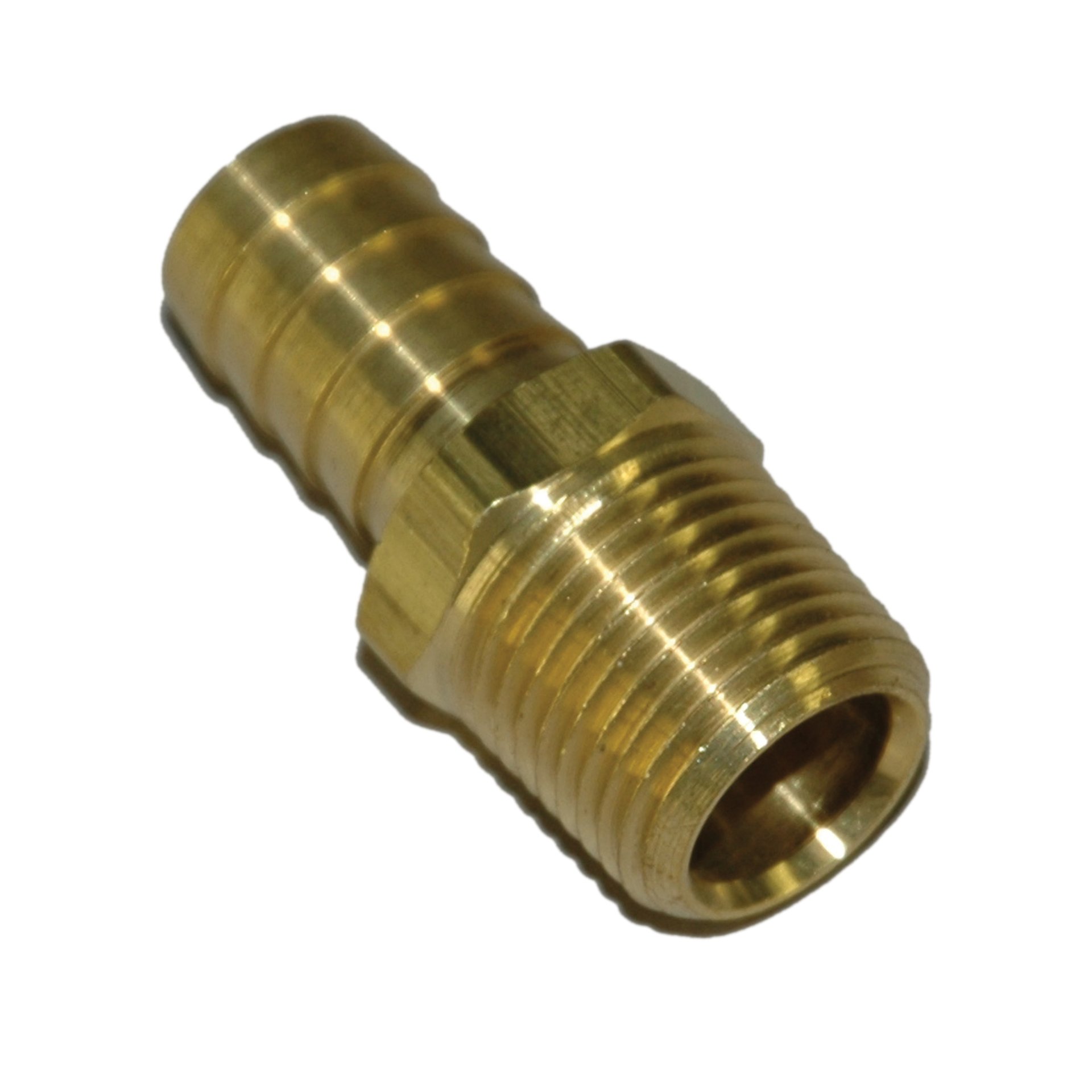 Hose Barb, 5/8" Inside Diameter Hose, 1/2" Male NPT, Straight, Brass - Image 1