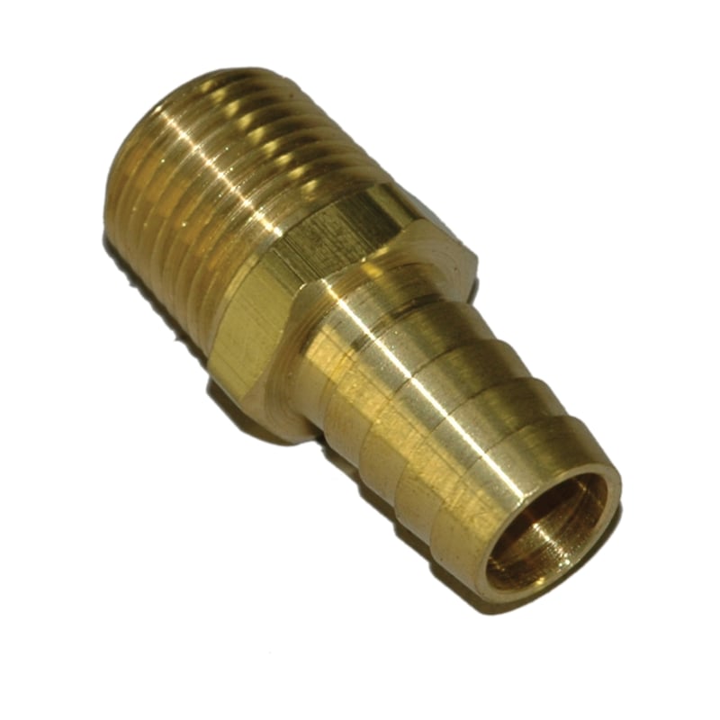 Hose Barb, 5/8" Inside Diameter Hose, 1/2" Male NPT, Straight, Brass
