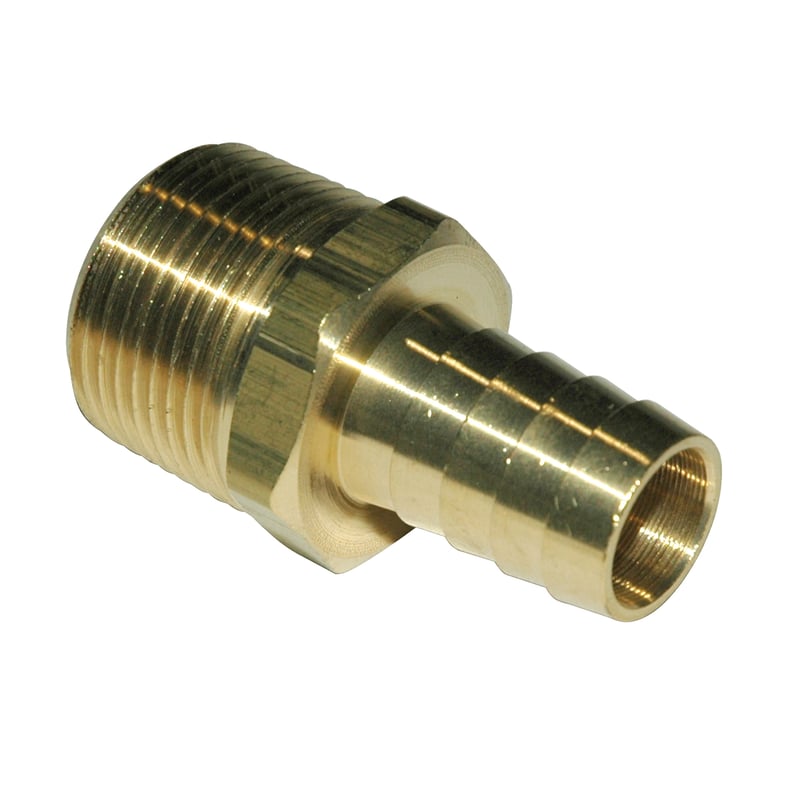 Hose Barb, 5/8″ Inside Diameter Hose, 3/4″ Male NPT, Straight, Brass.