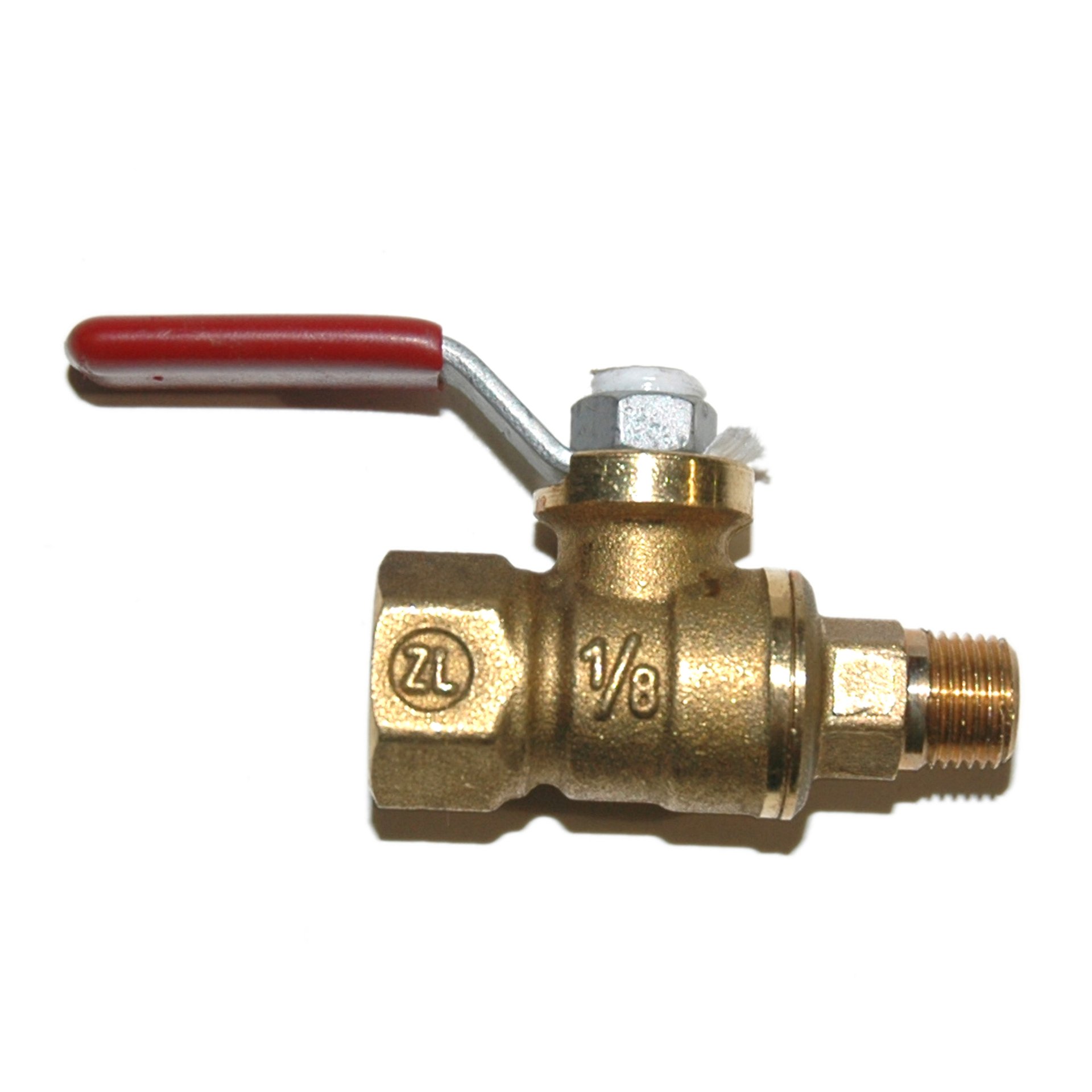 Ball Valve, 1/8" Male x 1/8" Female NPT Low Profile Stem, Brass - Image 1