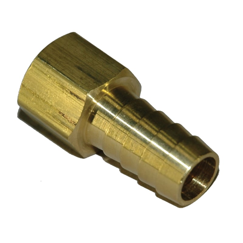 Hose Barb, 1/2" Inside Diameter Hose, 3/8" Female NPT, Straight, Brass