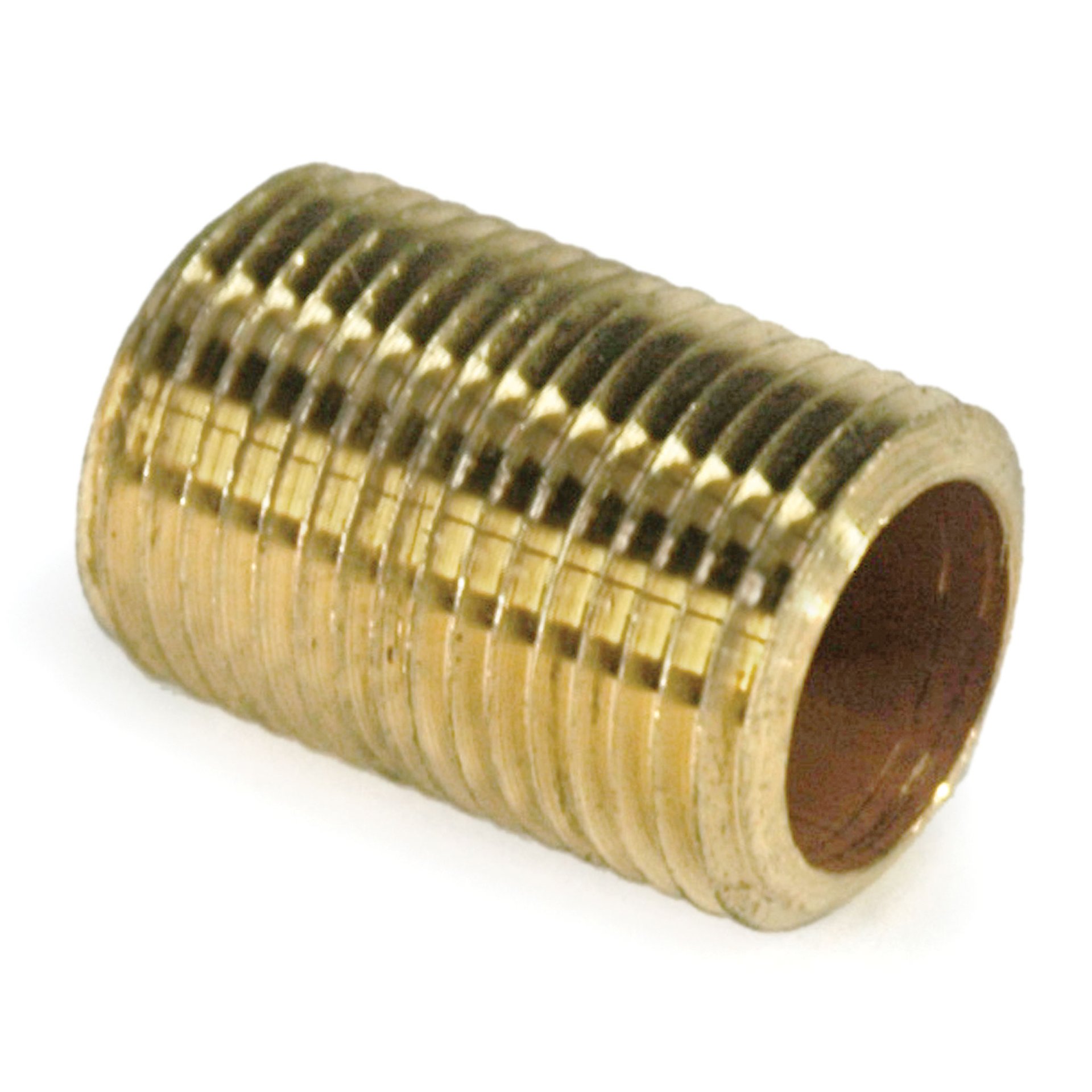Pipe Nipple, 3/8" NPT, Close, Brass - Image 1
