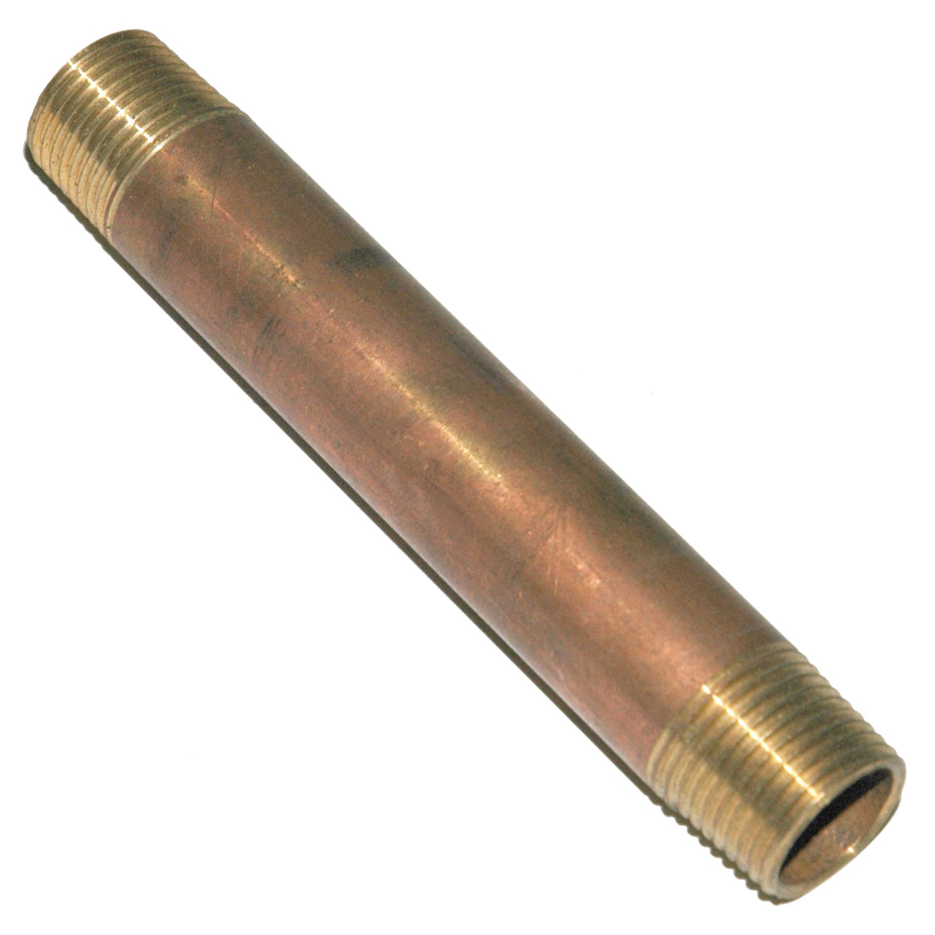 Pipe Nipple, 3/8" NPT, 4" Length, Brass - Image 1