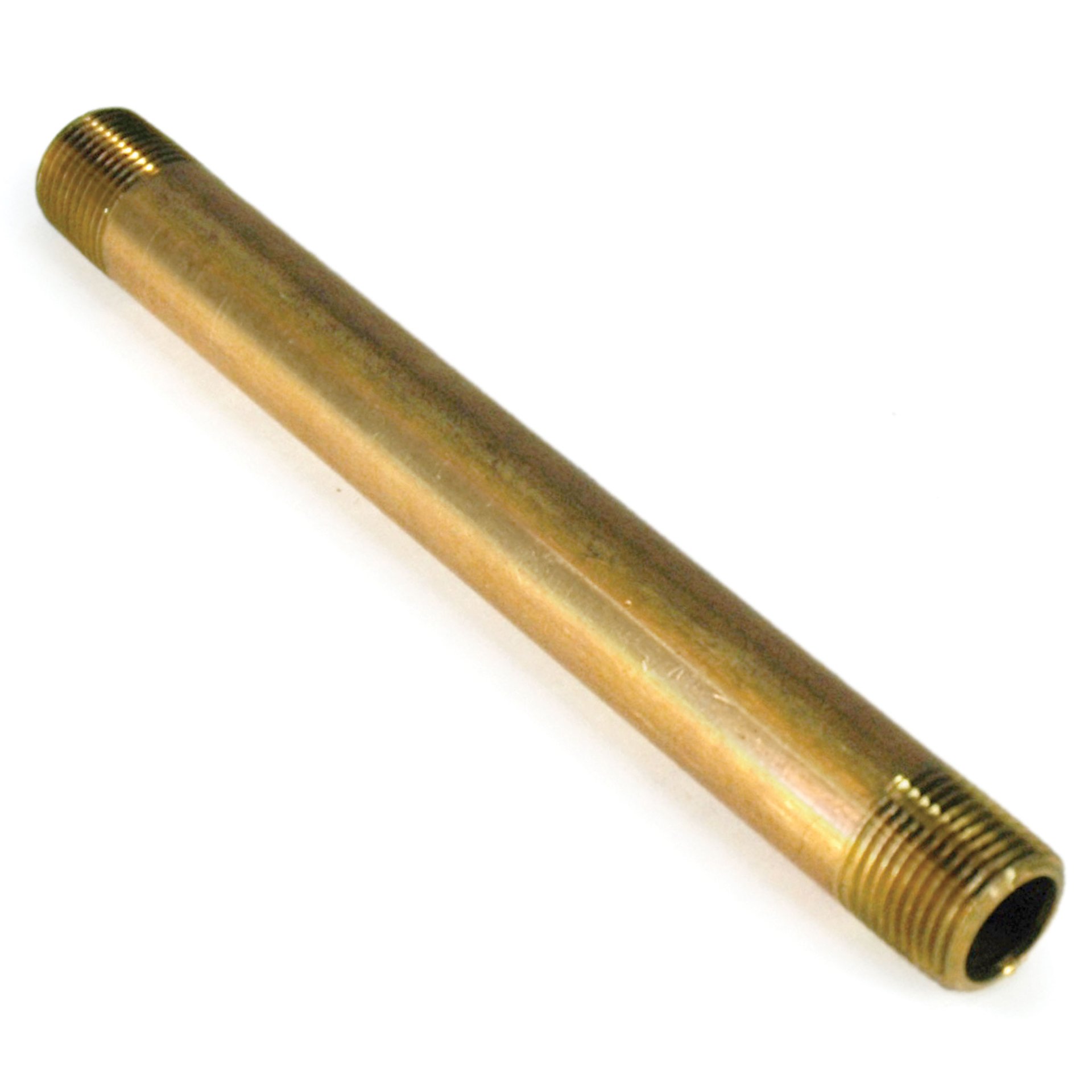 Pipe Nipple, 3/8" NPT, 6" Length, Brass - Image 1