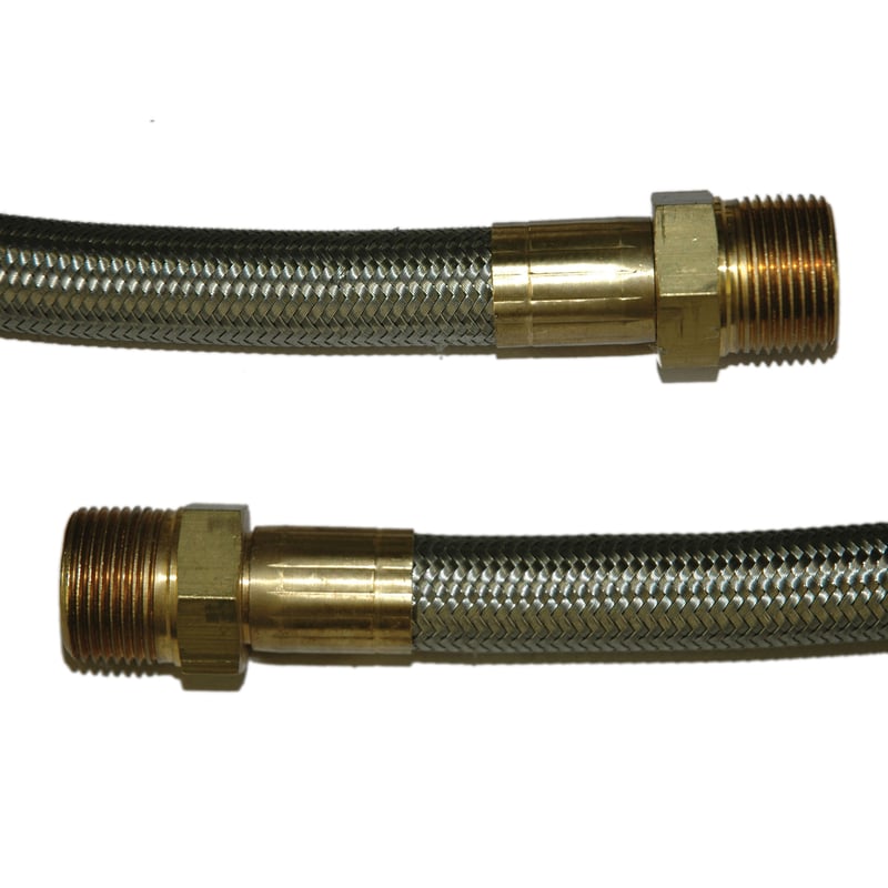 Hose, High Heat Resistant, PTFE, 12′ Long, Swaged 3/4″ Male NPT Fittings on Both Ends