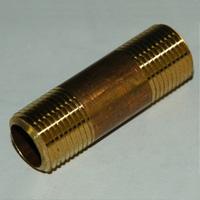 Pipe Nipple, 3/8" NPT, 3" Length, Brass - Image 1