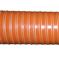 Hopper Dryer Hose, 2-Ply, Orange, 5" ID, 12' Long, Neoprene Coated Fiberglass