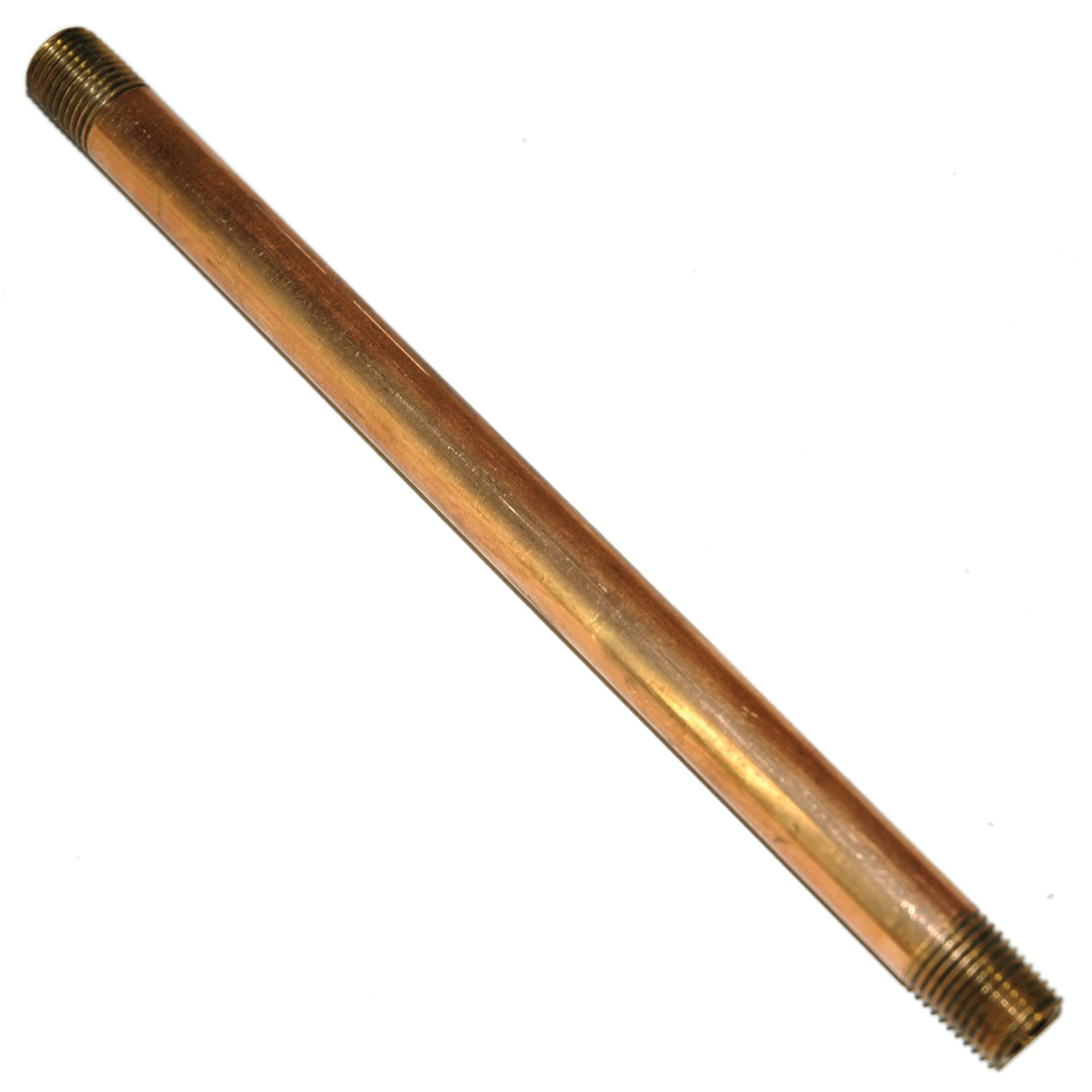 Pipe Nipple, 1/4" NPT, 8" Length, Brass - Image 1