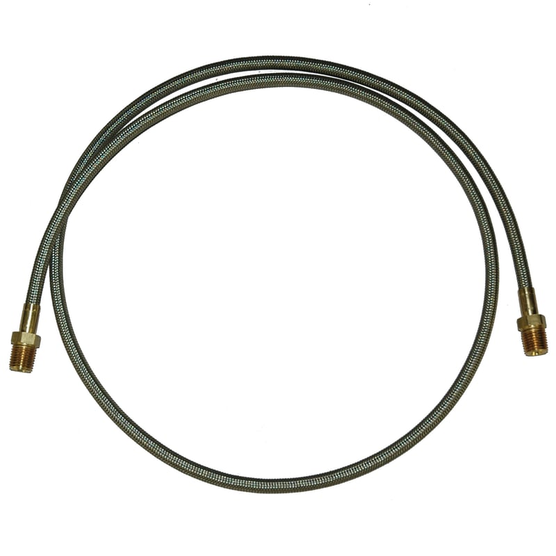 Hose, High Heat Resistant, PTFE, 4' Long, Swaged 1/4" Male NPT Fittings on Both Ends