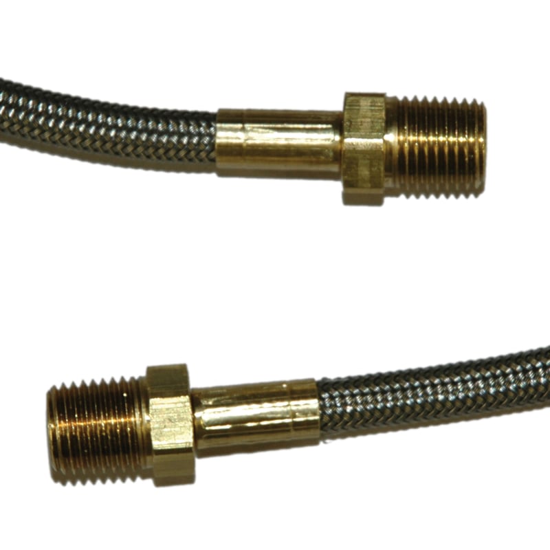 Hose, High Heat Resistant, PTFE, 6′ Long, Swaged 1/4″ Male NPT Fittings on Both Ends