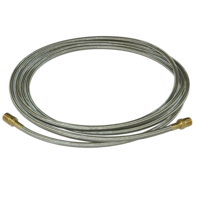 Hose, High Heat Resistant, PTFE, 12' Long, Swaged 1/4" Male NPT Fittings on Both Ends