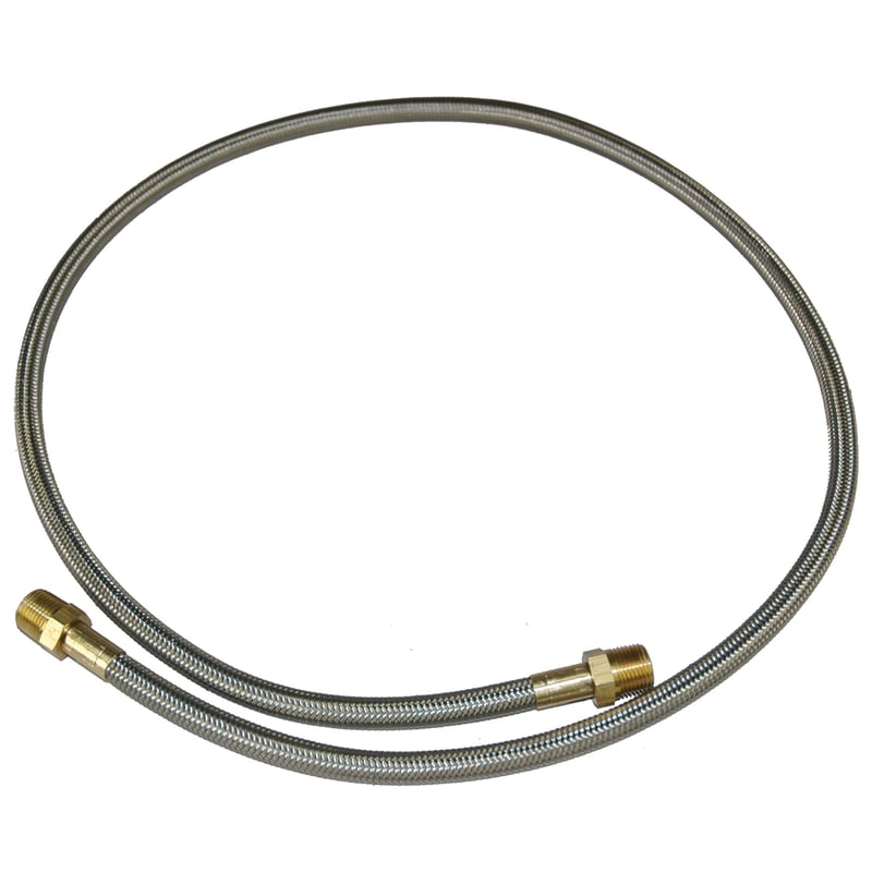 Hose, High Heat Resistant, PTFE, 4' Long, Swaged 3/8" Male NPT Fittings on Both Ends