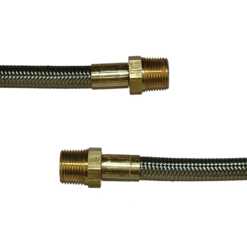 Hose, High Heat Resistant, PTFE, 6′ Long, Swaged 3/8″ Male NPT Fittings on Both Ends