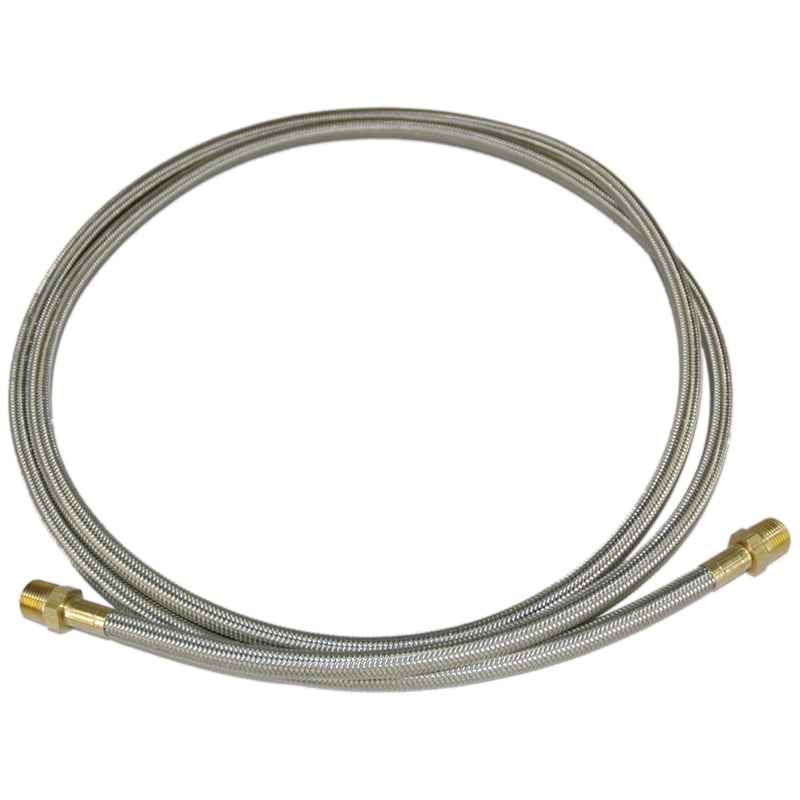 Hose, High Heat Resistant, PTFE, 8' Long, Swaged 3/8" Male NPT Fittings on Both Ends