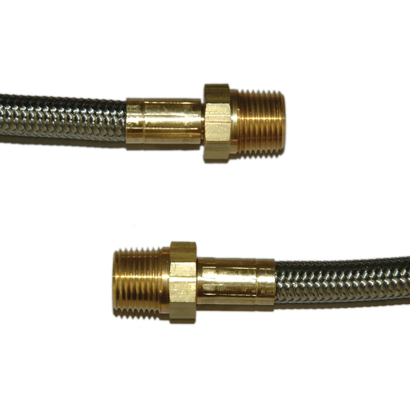 Hose, High Heat Resistant, PTFE, 12′ Long, Swaged 3/8″ Male NPT Fittings on Both Ends