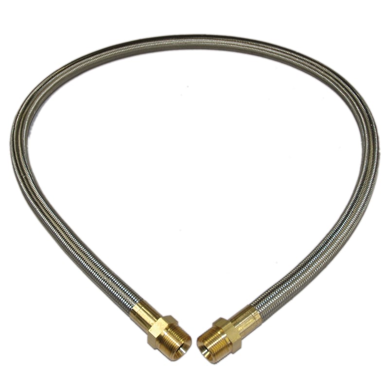 Hose, High Heat Resistant, PTFE, 4' Long, Swaged 3/4" Male NPT Fittings on Both Ends