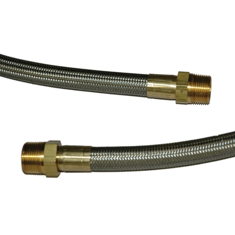 Hose, High Heat Resistant, PTFE, 6′ Long, Swaged 3/4″ Male NPT Fittings on Both Ends