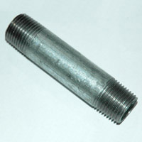 Pipe Nipple, 1/2" NPT, 3-1/2" Length, Galvanized Steel - Image 1