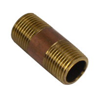 Pipe Nipple, 3/8" NPT, 1-1/2" Length, Brass - Image 2