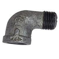 Elbow, Street, 90 Degree, 1/2" NPT, Galvanized Steel - Image 2