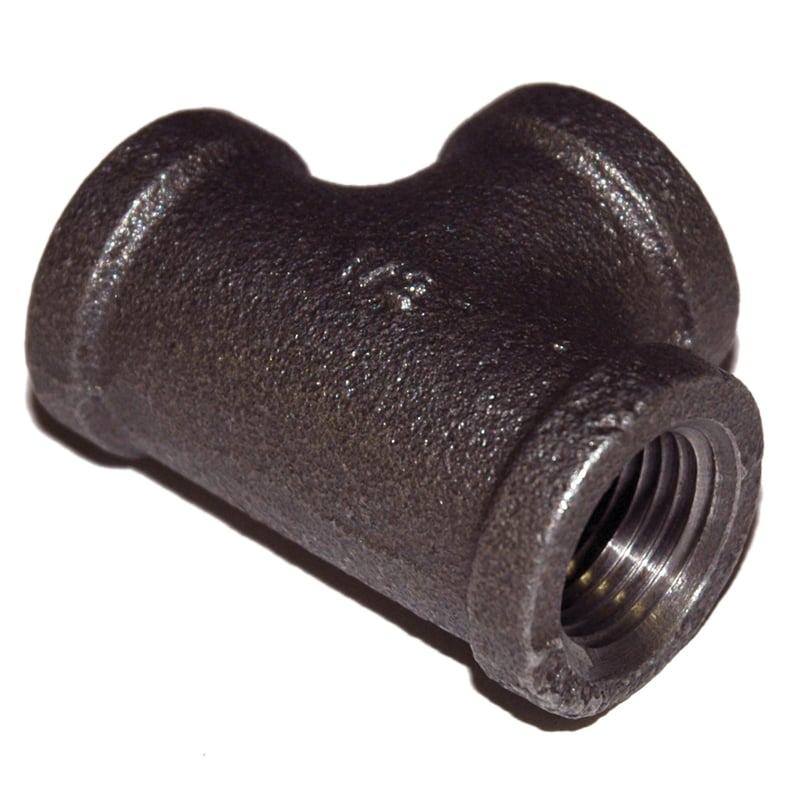 Tee, 1/8" NPT, Black Steel.