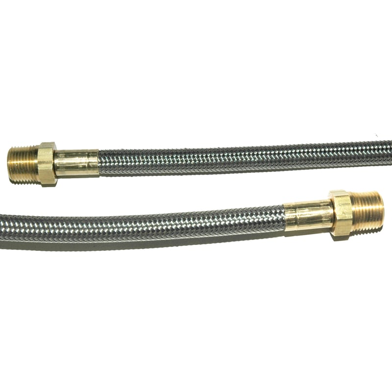 Hose, High Heat Resistant, PTFE, 10′ Long, Swaged 3/8″ Male NPT Fittings on Both Ends
