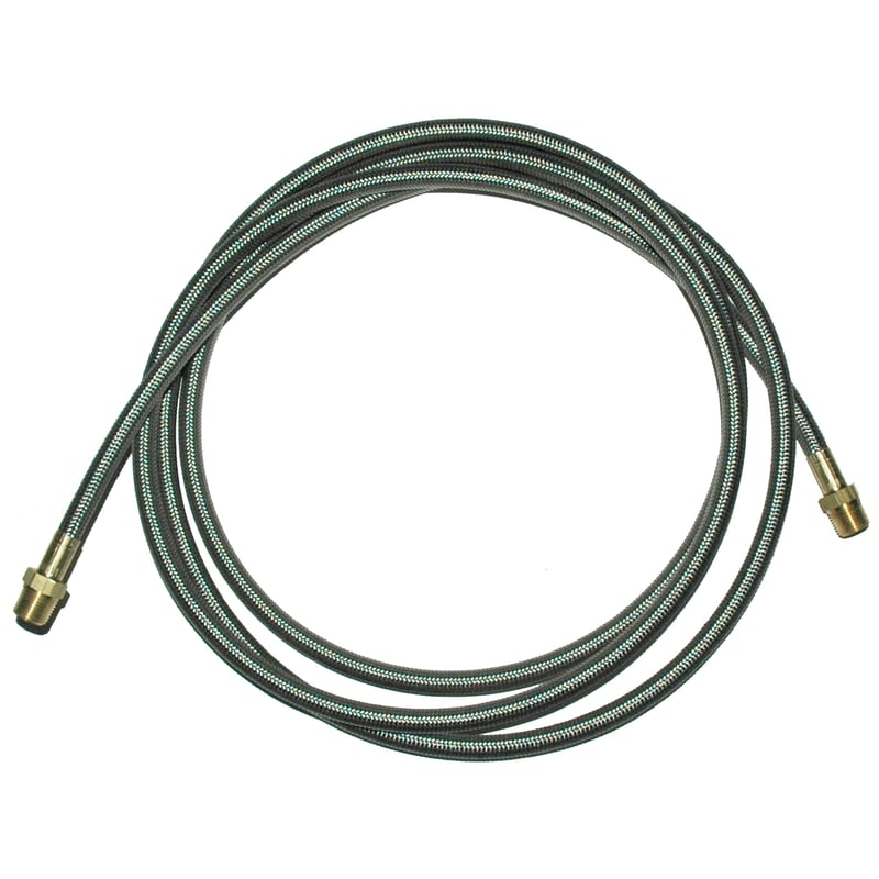 Hose, High Heat Resistant, PTFE, 10' Long, Swaged 3/8" Male NPT Fittings on Both Ends