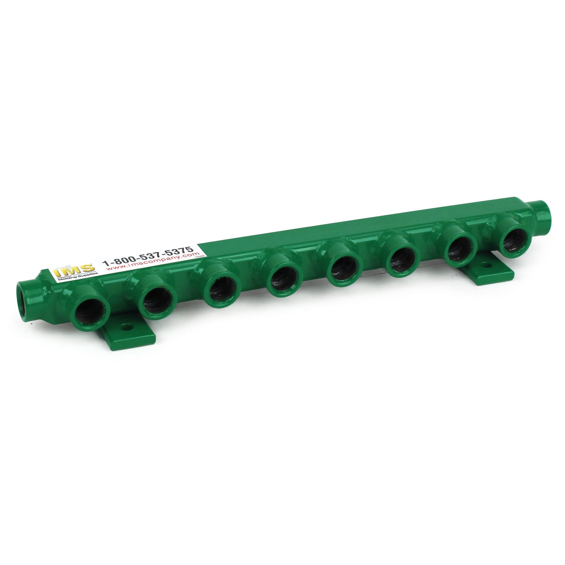 Manifold, Water/Air, Steel, IMS "Minifold" (2) 3/8" NPT Inlet/Outlets, (8) 3/8" NPT Ports, 13-3/8" OAL - Image 1