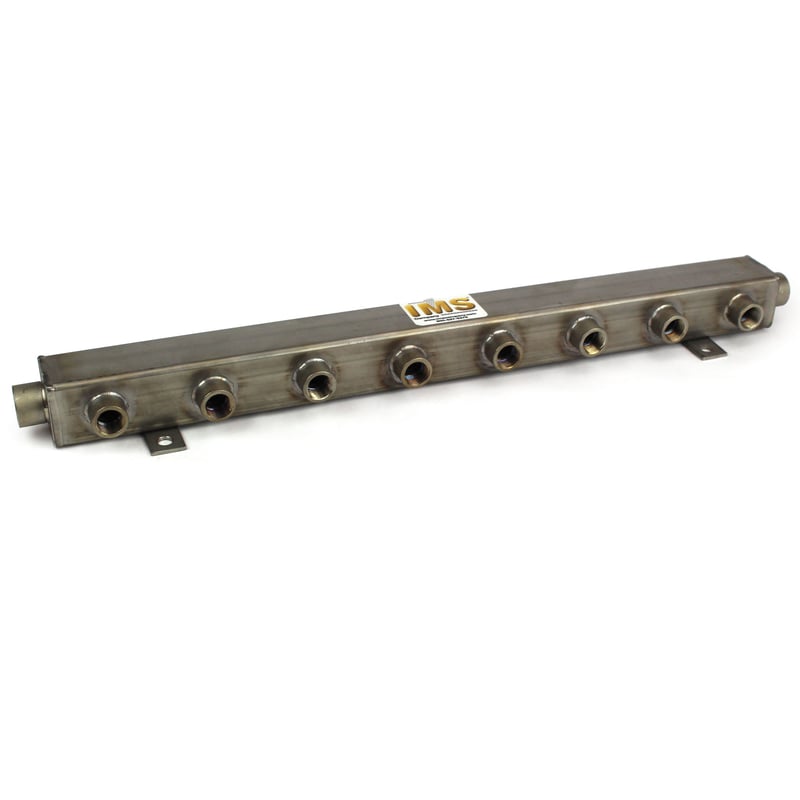 Manifold, Water, Stainless Steel, ST Series (2) 1-1/4″ Inlet/Outlet, (8) 1/2″ NPT Ports 24″ Body Length