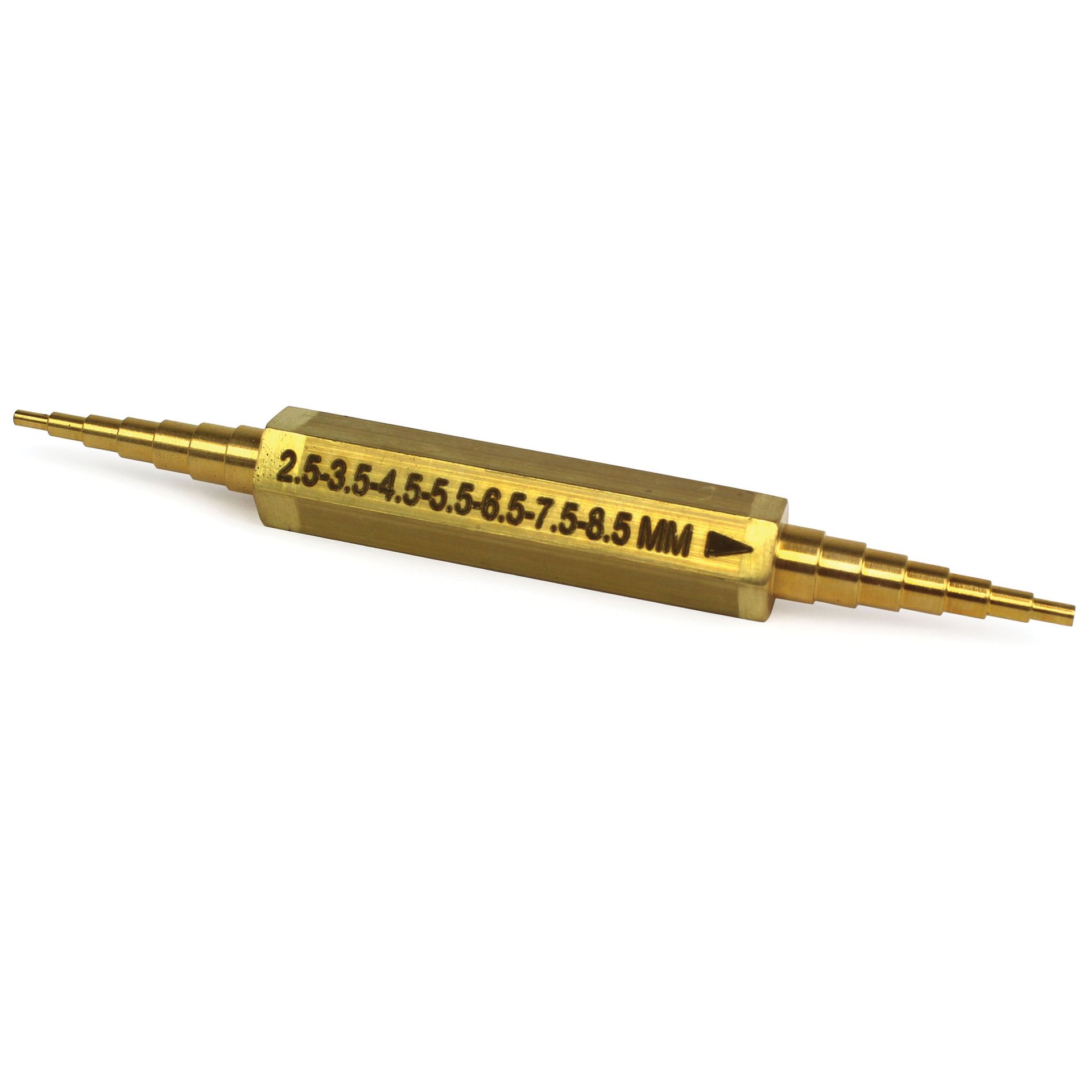 Nozzle Orifice Gauge, 2mm to 8.5mm, Brass - Image 1