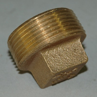 Plug, Square Head, Cored, 1-1/4" NPT, Bronze - Image 2