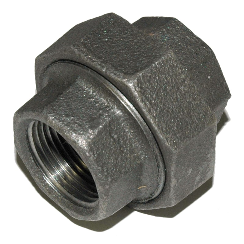 Union, 3/4″ NPT, Black Steel.