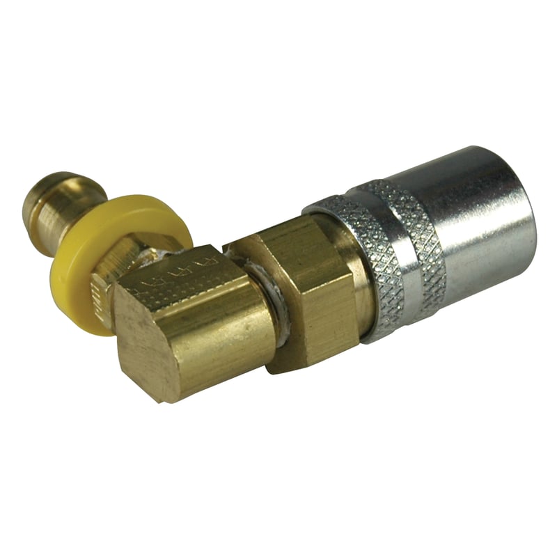 Coupler, 3/8" Passage, 90 Degree, 1/2" Hose Barb, Push-On, Valved, 318VP Series.