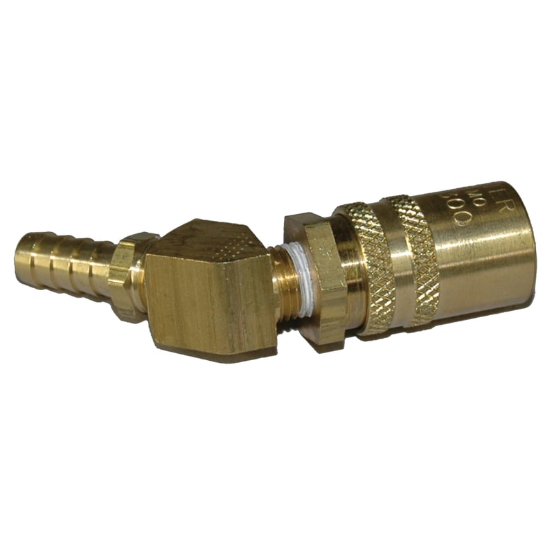 Coupler, 3/8" Passage, 45 Degree, 3/8" Inside Diameter Hose, 326 Series.