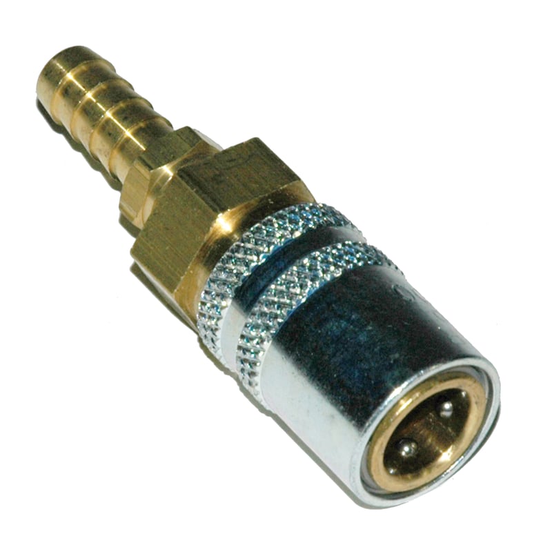 Coupler, 3/8″ Passage, 3/8″ Hose Barb Straight, Valved, 306V Series.