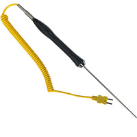 Piercing End Probe, 6″ Stainless Steel Probe, 6″ Handle, 24″ Coiled Cord, with Male Plug