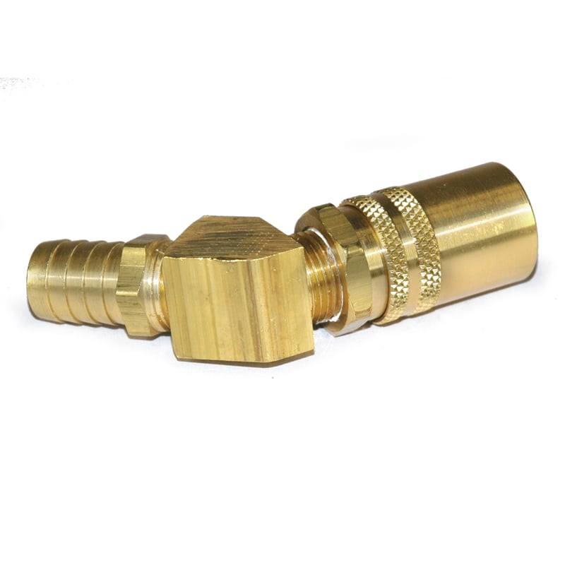 Coupler, 1/2" Passage, 45 Degree, 3/4" Hose, 526 Series.