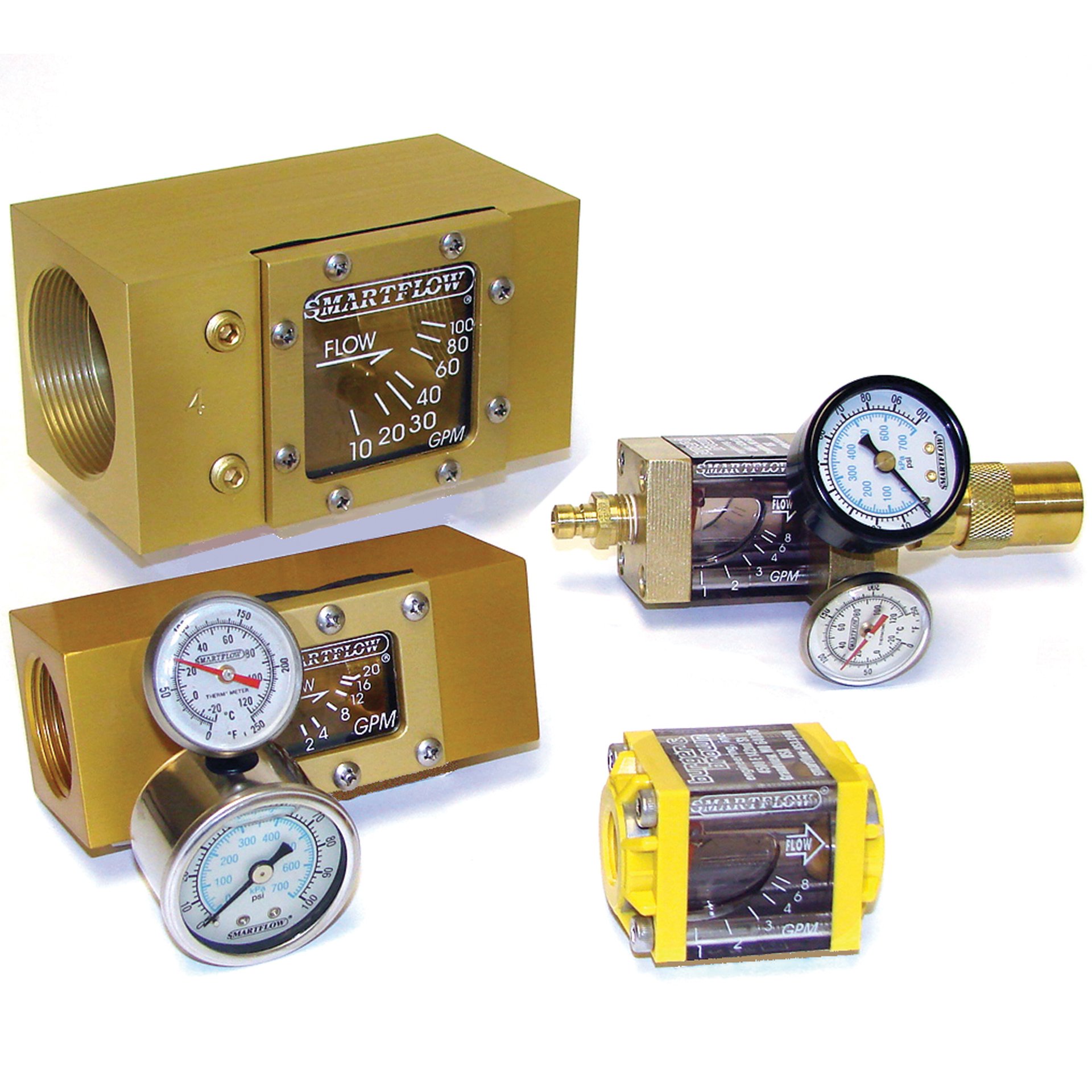 Flowmeter, 1/2" NPT Inlet and Outlet, 1.5 gpm, Brass End Caps - Image 1