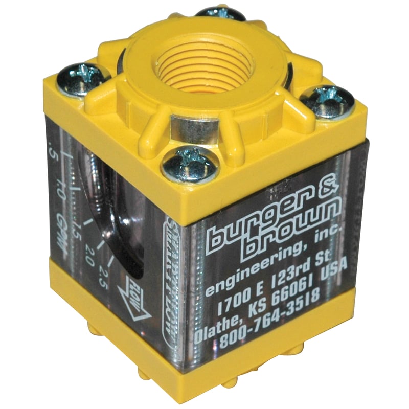 Flowmeter, 3/8″ NPT Inlet and Outlet, 2.5 gpm, Nylon End Caps