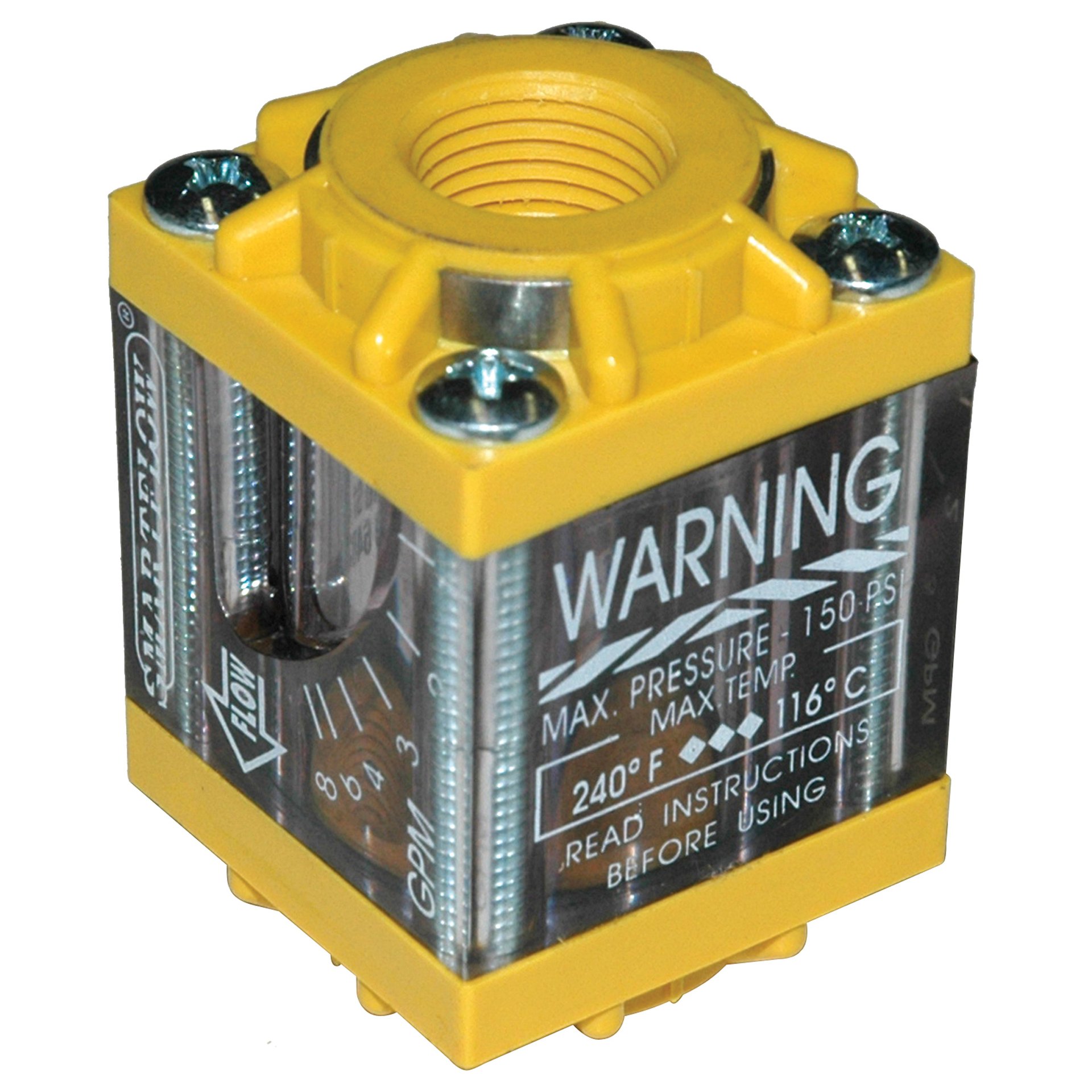 Flowmeter, 3/8" NPT Inlet and Outlet, 8.0 gpm, Nylon End Caps - Image 1