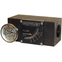 Flowmeter, High Temp Oil, 1" NPT, 40 gpm, Carbon Steel Body, with Temperature Gauge - Image 1