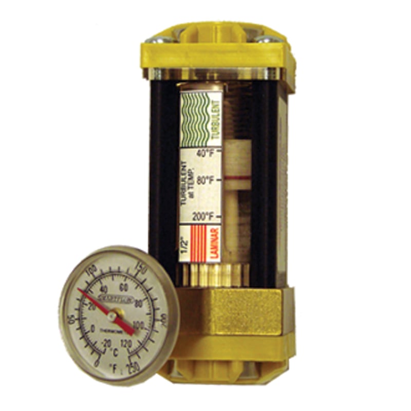 Dr. Eddy Flowmeter with FCI Technology, 1/4″ NPT, Brass End Caps, with Thermometer