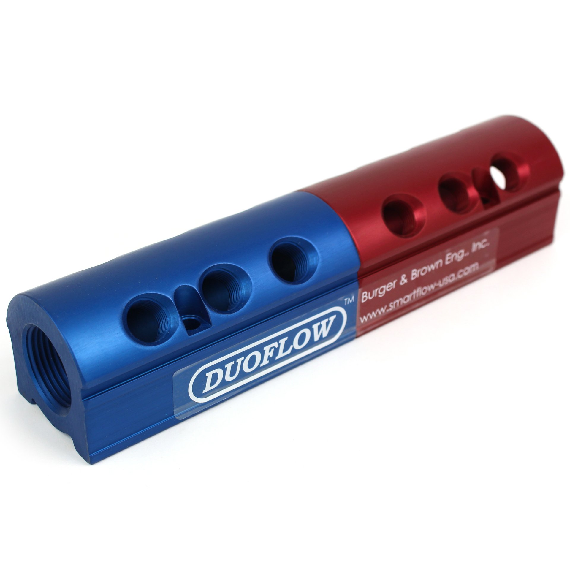 Manifold, Aluminum, Duoflow, (2) 1" Inlets and (12) 3/8" Ports - Image 1