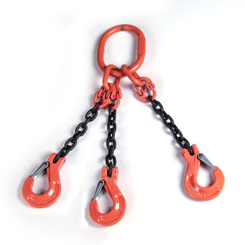 Chain Sling, Alloy, Type TOS, Three Leg, 9/32″ Chain x 36″ Reach, Sling Hooks with Safety Latches
