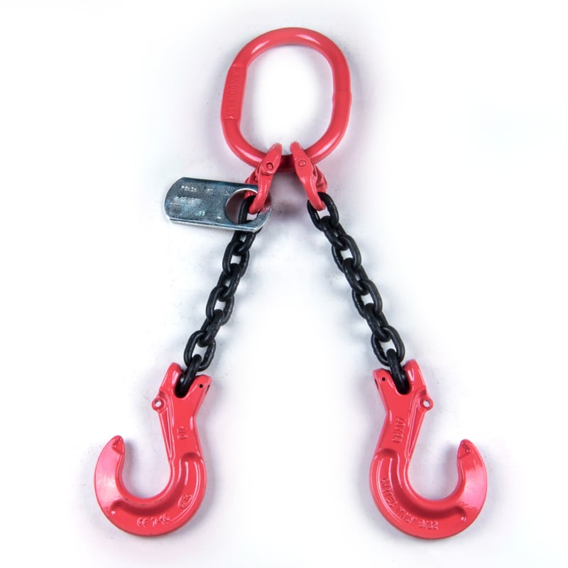 Chain Sling, Alloy, Type DOS, Double Leg, 9/32″ Chain x 48″ Reach, Standard Sling Hooks